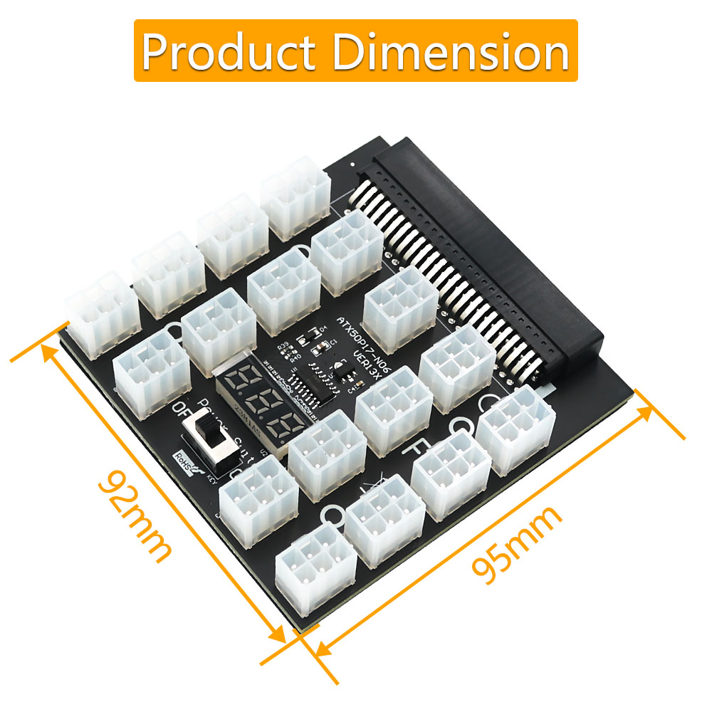 PCI-E 12V 50Pin do ATX 17 x 6P – 2400W Server Psu Breakout Board recenzja i cena